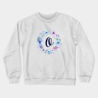 Floral Monogram O Icy Winter Blossoms Crewneck Sweatshirt